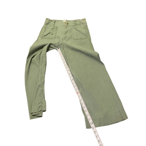 Maeve Anthropologie The Colette Wide Leg Pants Green Linen Blend High Rise 28 - Picture 4 of 8